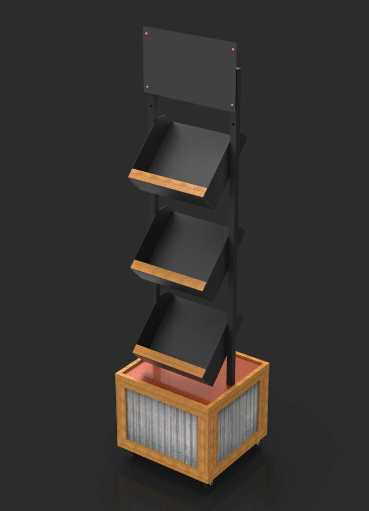 Three tiered display rack is an example of an effective display by McIntyre Displays