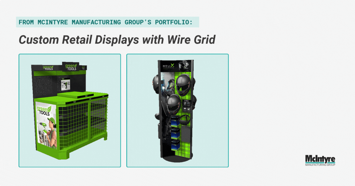 Retail displays with wire grids